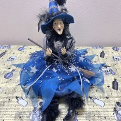 Gothic Halloween Sit Witch Doll Blue Star Dress Dark Decor Academia 26"  Fairy for Sale in Graham, WA - OfferUp