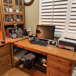 Cabinet Desk and Hutch Solid Wood 