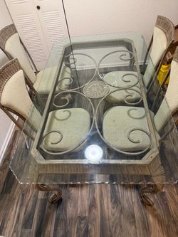 Glass Top Dining Table with 4 Chairs