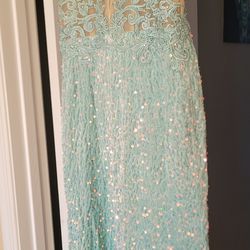 Formal dress Sparkly Light Green Mermaid Long Sequins