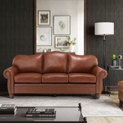 AA417-Gracia 81 Transitional Wide Sofa with Removable Cushions and Nailhead Trim for Living Room and Bedroom| ART OF LIVING DESIGNS-BROWN