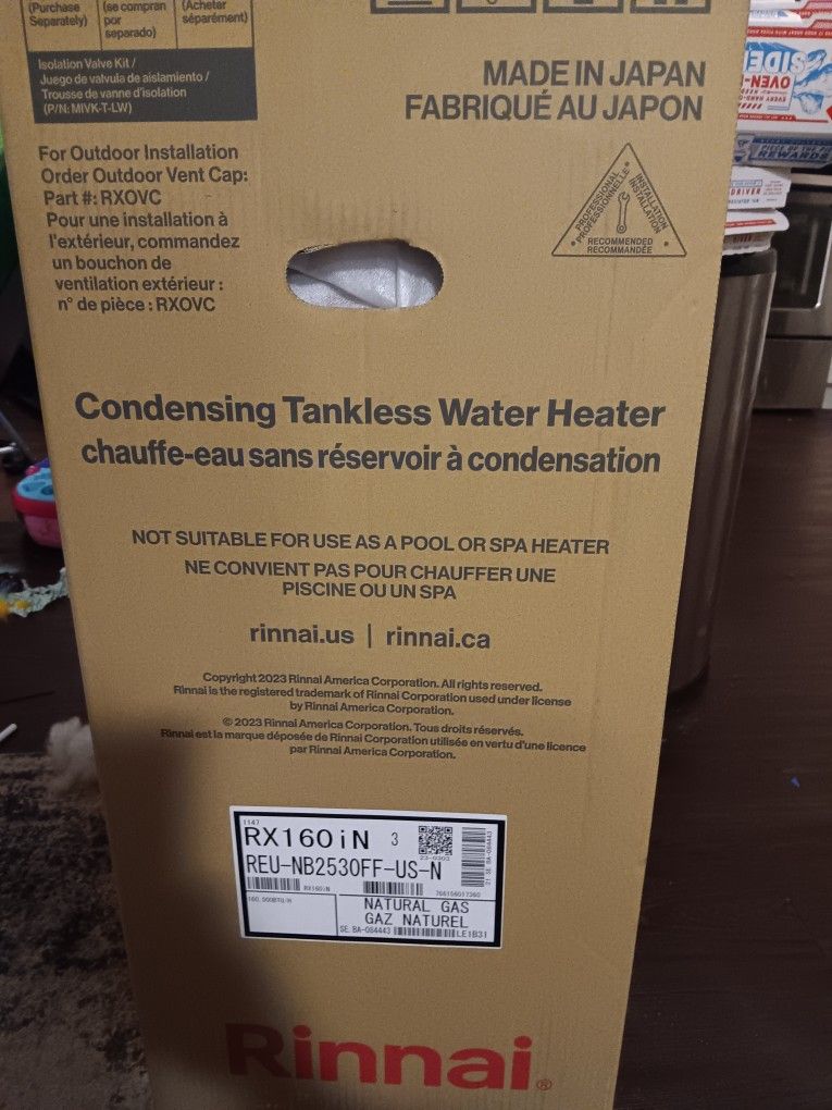 Tankless Water Heater Rinnai RX160IN