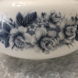 Vintage School House Ceiling Fan Light Shade Globe Blue Floral Milk Glass 4” Fitter 