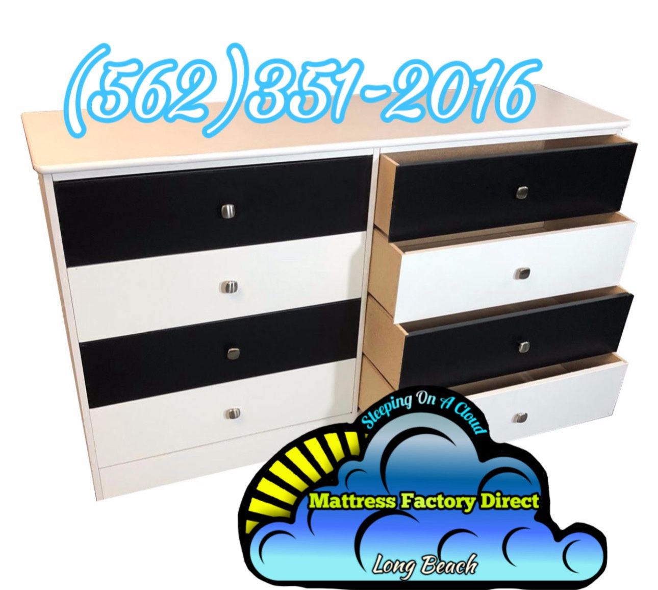 White And Black Eight Drawer Dresser Chest Cajonera Comoda