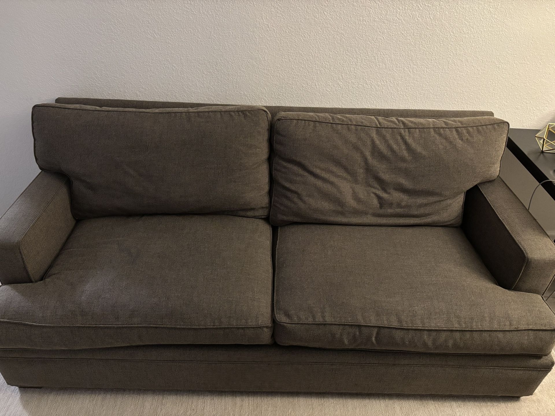 Brown woven down blend filled couch