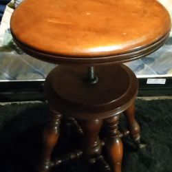 Antique Wood Piano Stool With Glass Ball Claw Feet