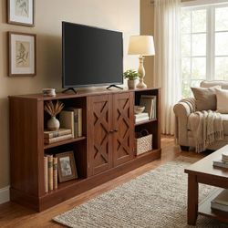 Brown TV Stand Buffet Cabinet Size Table with Doors
