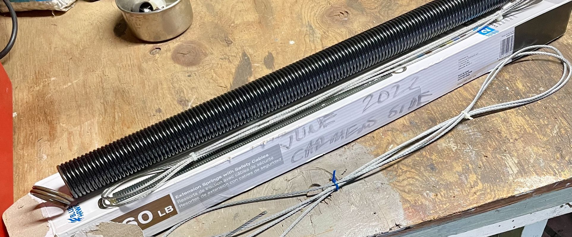 Garage door spring 160 LB. New With Cable