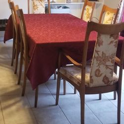 Antique Table, Chairs And Hutch 
