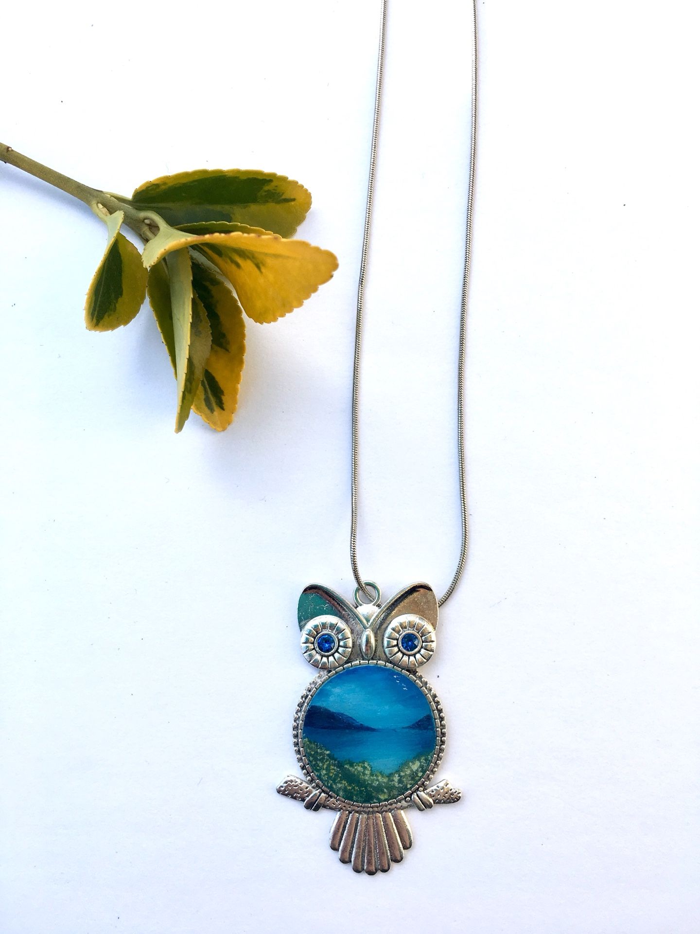 Handmade silver owl necklace