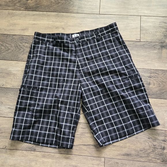 Adidas Black and White Plaid Mens Size 34 Shorts