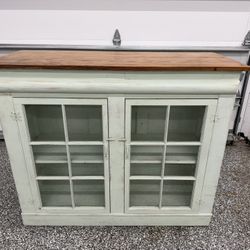 Reclaimed Vintage Handmade Wooden Glass Cabinet Windows Large