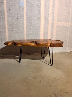 Live Edge Wood Slab Coffee Table with Hairpin Legs