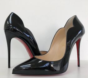 C L Hot Chick 100 mm Pumps Black Patent Leather Heels Shoes
