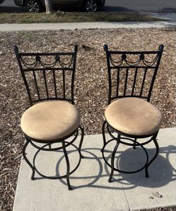 (2) Metal and Suede Bar Stools