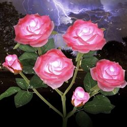 Brand New Outdoor Solar Garden Stake Lights,Upgraded LED Solar Powered Light with 6 Rose Flowers, Waterproof Solar Decorative Lights for Patio Pathway