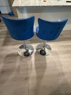 Blue velvet barstools