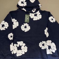 Navy Blue Denim Tear Hoodie 