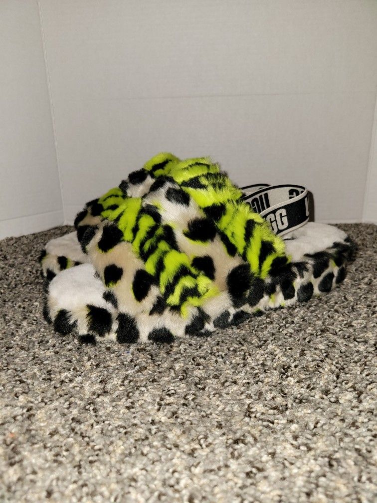 UGG Fluff Yeah Animalia Slippers Platform Sheepskin Slides...