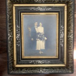 Antique Victorian Style Ebonized Carved Black Picture Frame 1914