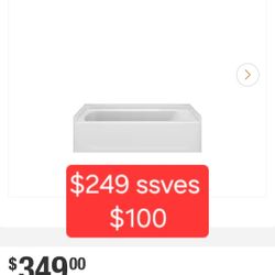 ✨️ Sterling 60 in. x 30 in. Soaking Bathtub with Left Drain in White w3369