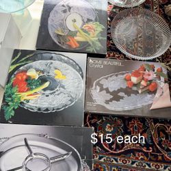 Serving Trays And Bowls Crystal $15 Brand New 