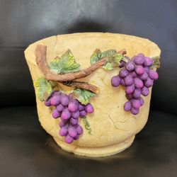 Rare Vintage Rustic Resin Planter Pot Art Home Décor 3D Grape Vase Pottery