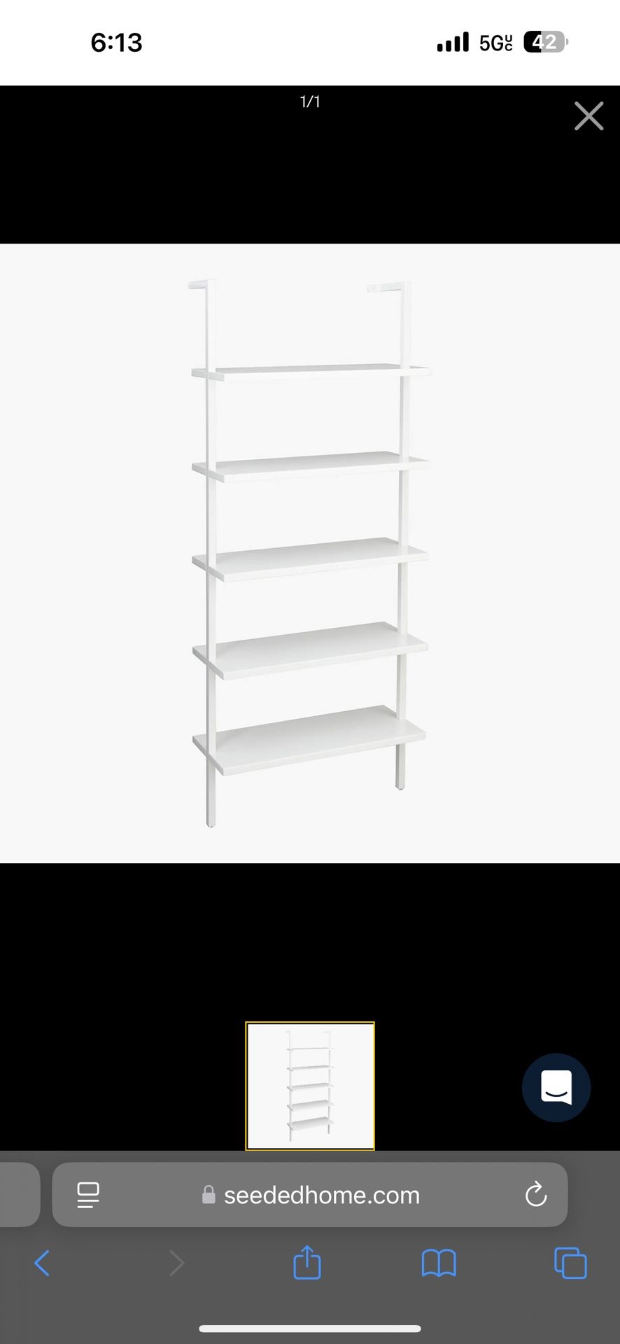 5 Shelf Mounted Ladder Bookshelf