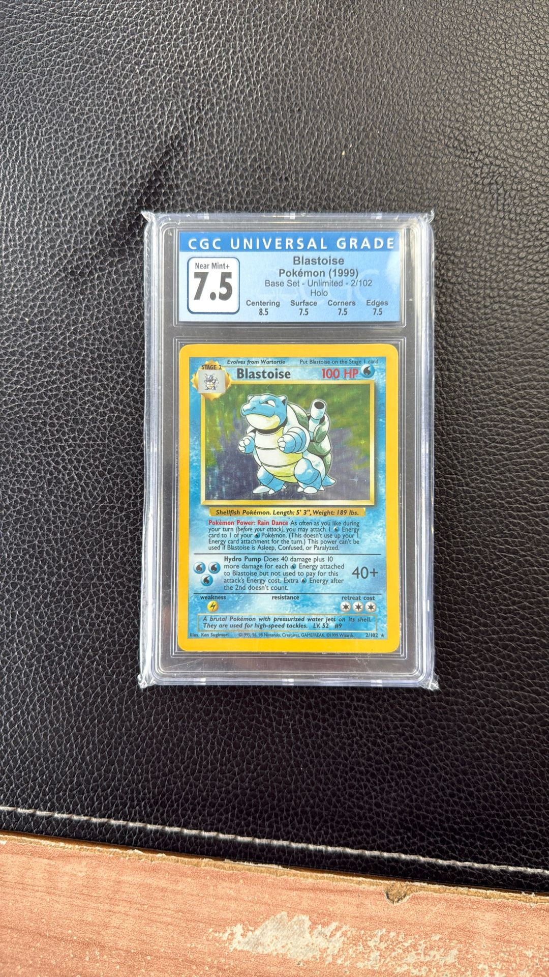 1999 Blastoise Base Set Unlimited - CGC 7.5 NEAR MINT- 2/102
