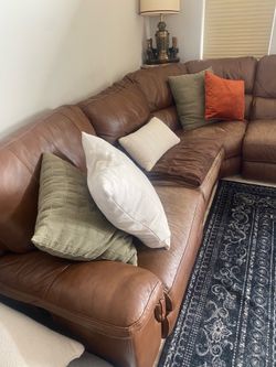 Large Brown Leather Reclining Sectional – $400 OBO