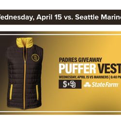 Padres Vs Mariners Puffer Jacket Giveaway