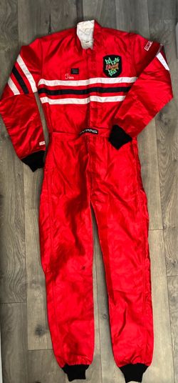 Vintage 80s Simpson Racing Suit Uniform Red Striped Talon Zippers 4-89 rare