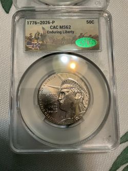 1776 to 2026 HALF DOLLAR CAC graded- MS62