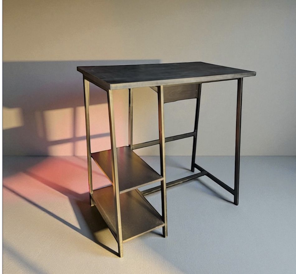 Black tall stand up desk / bar table. Good condition. Measurement: 24 deep x 42 L x 42H. 