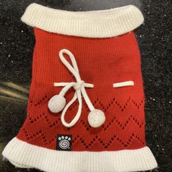 PetRageous Designs Dog Sweater with Adjustable Bow Red & White Trims Small