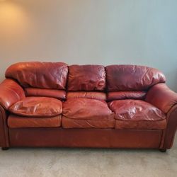 Soft Genuine Leather Sofa Bed