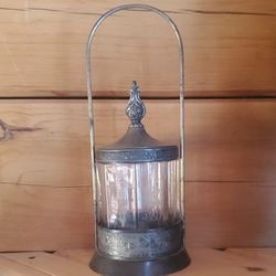 Vintage Pickle Jar / Castor Antique Manganese Glass