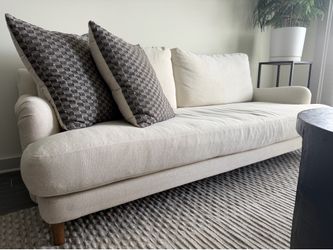 West Elm Ives 86” Sofa, Down, Stone White, Pecan