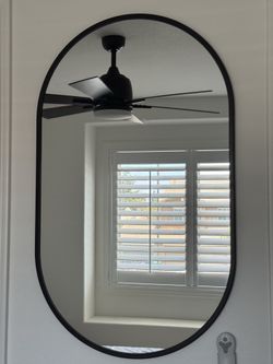 Matte Black Oval Mirror
