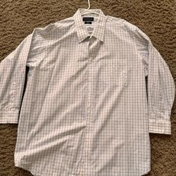 Men’s Dress Shirt Size 19 35 Paul Frederick Brown/Blue Plaid