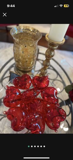 Hearts Made Of Glass ❤️Red And Clear Color 1 Dozen