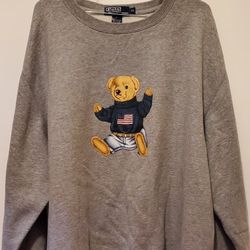 Mens Polo Ralph Lauren Bear Gray Sweatshirt Sz Xl