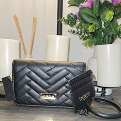 Bebe Black Sophia Shoulder Bag