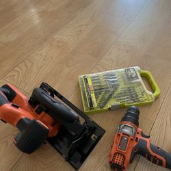 🔧 BLACK+DECKER 20V Cordless Tool Combo Set – Drill + Circular Saw + 409pc Bit Kit + Tool Bag  💲 Price: $120 (OBO – priced for quick sale)