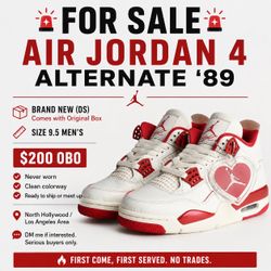 Jordan 4 Alternate 89 size 9.5 men’s