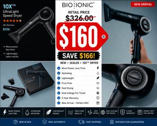 🔥 Bio Ionic 10X UltraLight Speed Dryer – New – $160 🔥