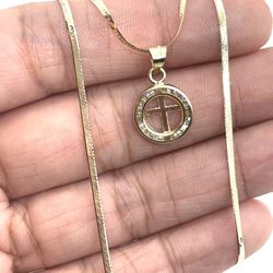 10K Gold Cross Charm Necklace