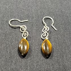 Sterling Silver Brown Tiger's Eye Earrings