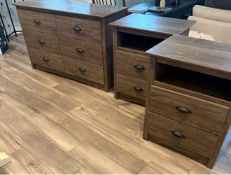 6 drawer dresser and 2 matching bedside tables