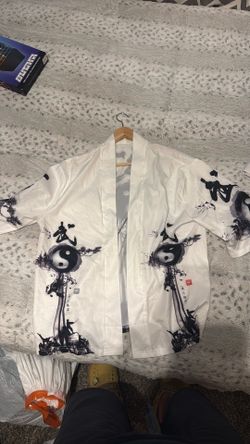 White Yin Yang kimono top